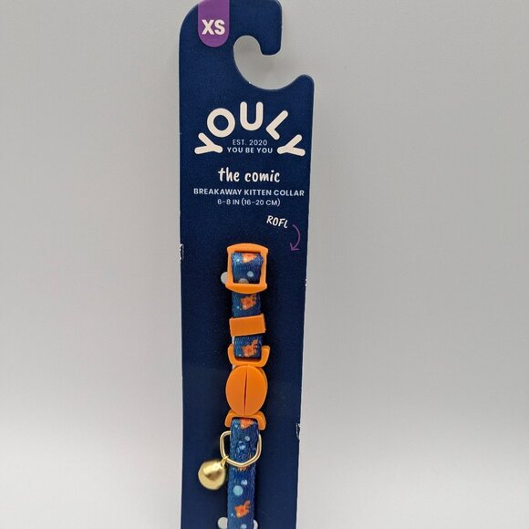 Youly Breakaway Kitten Collar Blue/Orange with Bell, 6"-8", NEW - Picture 1 of 6